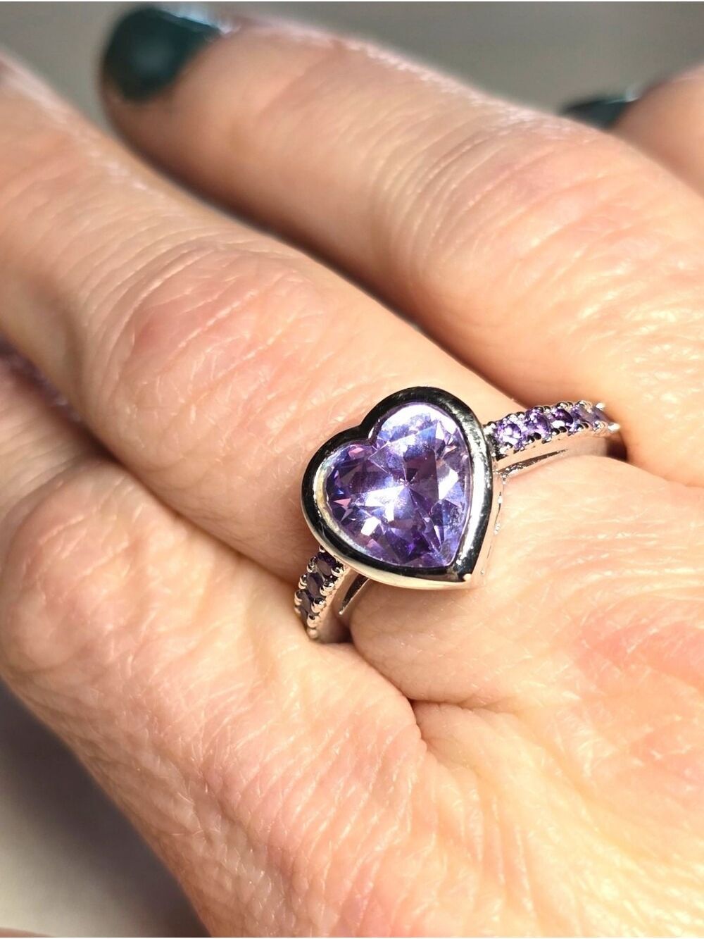 Heart-Shaped Purple Gemstone Ring